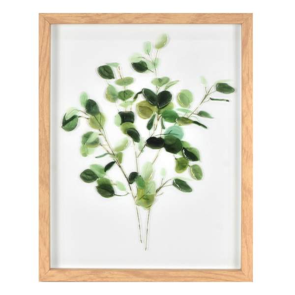 Glass Framed Leaves Print Wall Art, 11x14