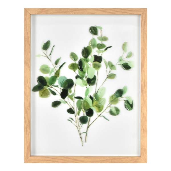 Glass Framed Leaves Print Wall Art, 11x14
