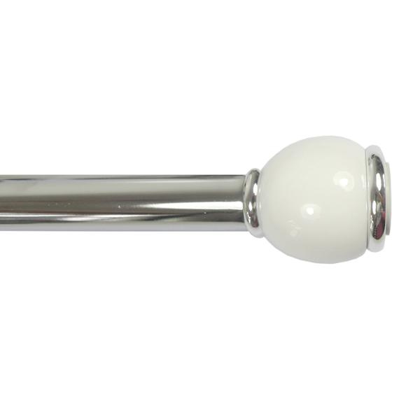 Chris 1" Diameter White Finish Window Tension Rod, 41-72"