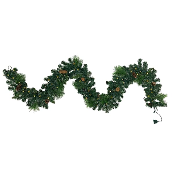 Pre-Lit Berry & Pinecone Garland, 9'