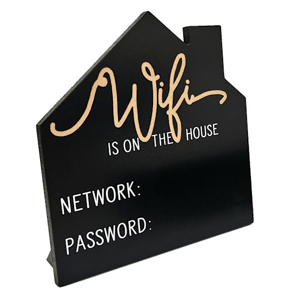 Wifi Is On The House Wood Sign, 8"