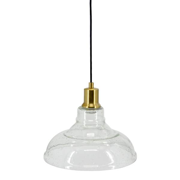 Honeybloom Clear Turned Glass Hardwire Pendant Light, 10"