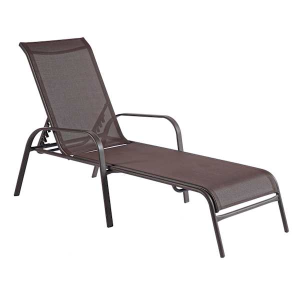 Stackable Brown Sling Patio Chaise Lounge Chair