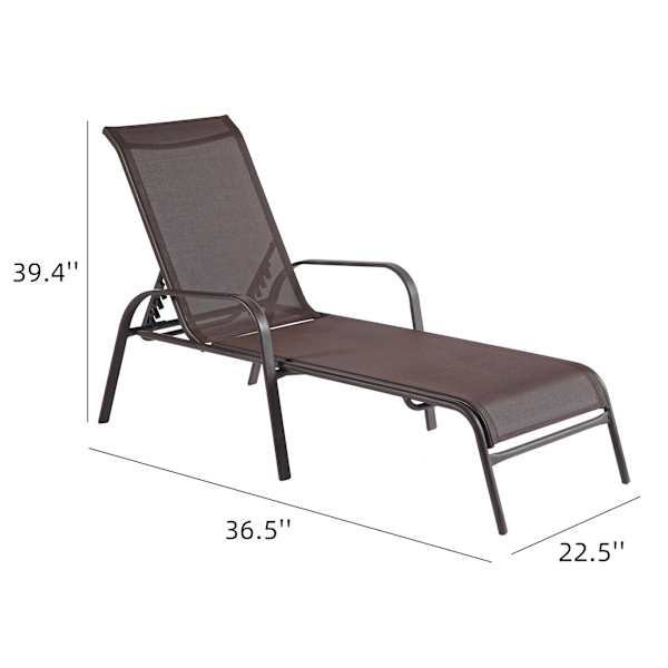 Stackable Brown Sling Patio Chaise Lounge Chair