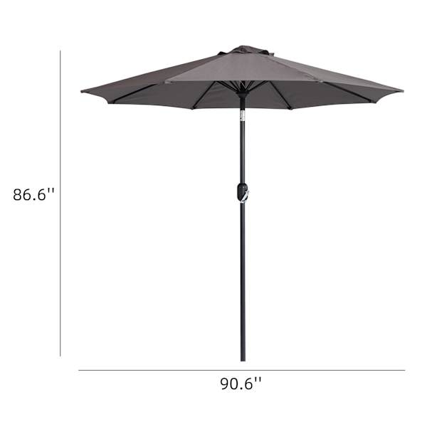 Charcoal Grey Round Crank & Tilt Outdoor Umbrella, 7.5'