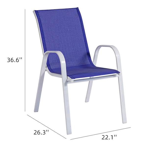 Stackable Sling Patio Chair, Cobalt Blue & White
