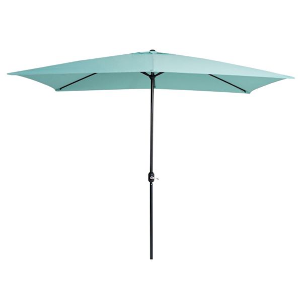 Canal Blue Rectangle Crank Outdoor Patio Umbrella, 10'
