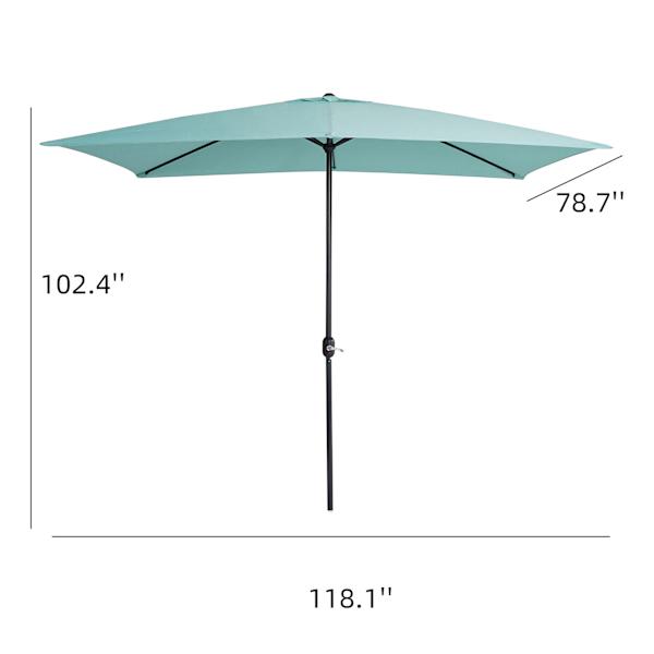 Canal Blue Rectangle Crank Outdoor Patio Umbrella, 10'