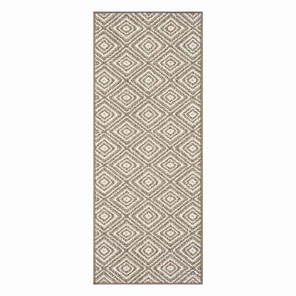 Tristen Brown & Cream Diamond Design Washable Runner, 2x5
