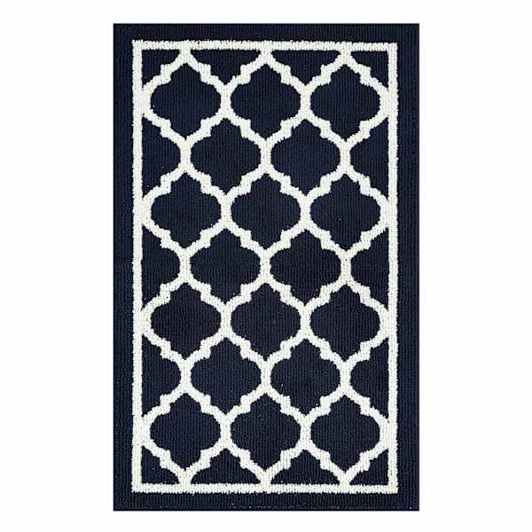 Julia Navy Quatrefoil Washable Tufted Accent Rug, 20x32
