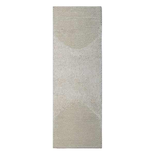 (A493) Crosby St. Ivory Half Moon Design Tufted Runner, 2x6