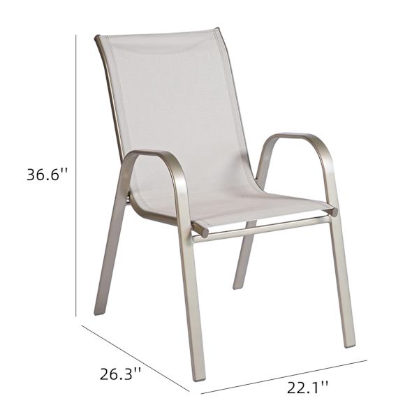 Stackable Sling Patio Chair, Beige & Champagne
