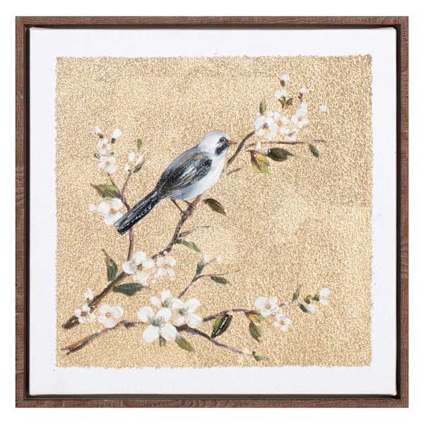 Providence Framed Gold Bird Canvas Wall Art, 12"