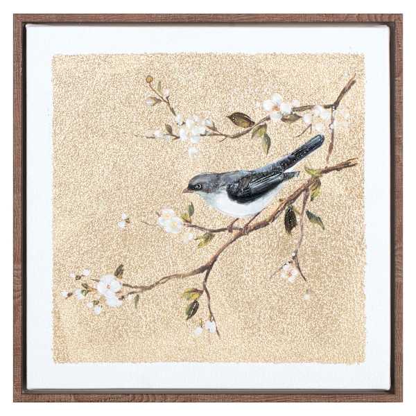 Providence Framed Gold Bird Canvas Wall Art, 12"