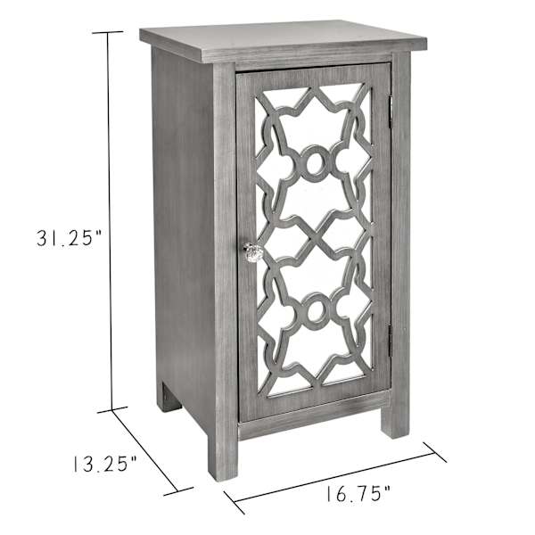 Providence 1-Door Mirrored Silver Cabinet