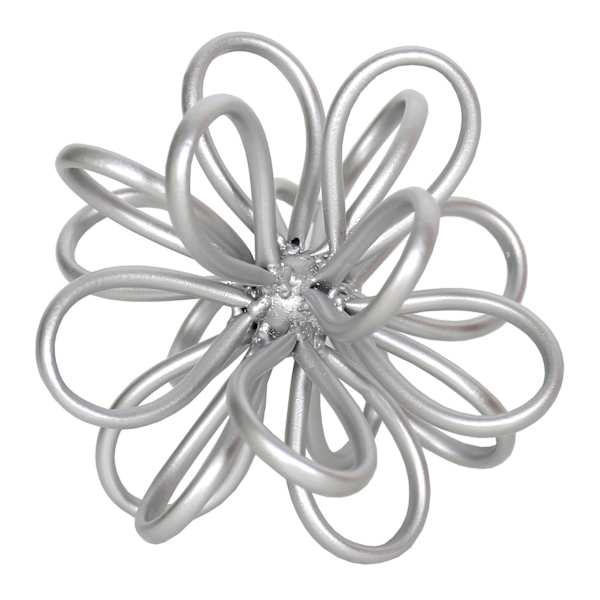 Silver Metal Loop Flower Figurine, 5x6