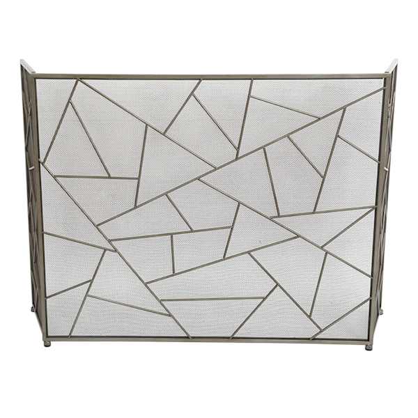 Crosby St. Gold Patterned Trifold Fireplace Screen, 31.5"