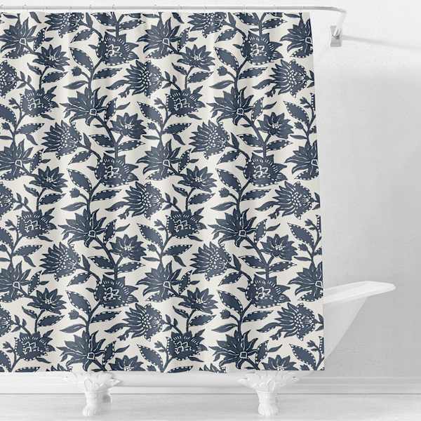 Honeybloom Cecilia Blue Shower Curtain, 70x72