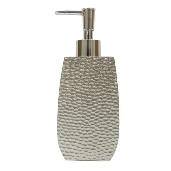 Found & Fable Silver Hammered Soap Dispenser, 5.5"