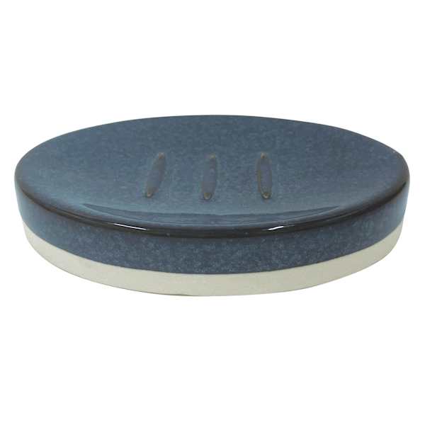 Honeybloom Blue Glazed Soap Dish, 5.5"