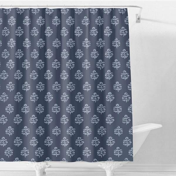 Honeybloom Blue Jennifer Floral Shower Curtain, 72"