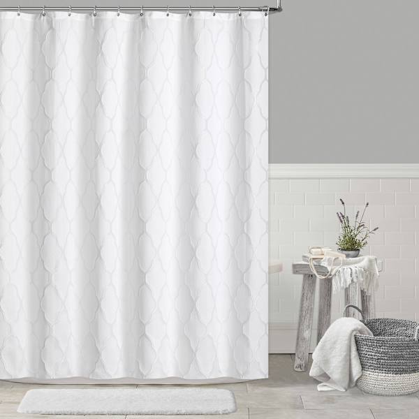 Providence White Lindsay Lattice Shower Curtain, 72"