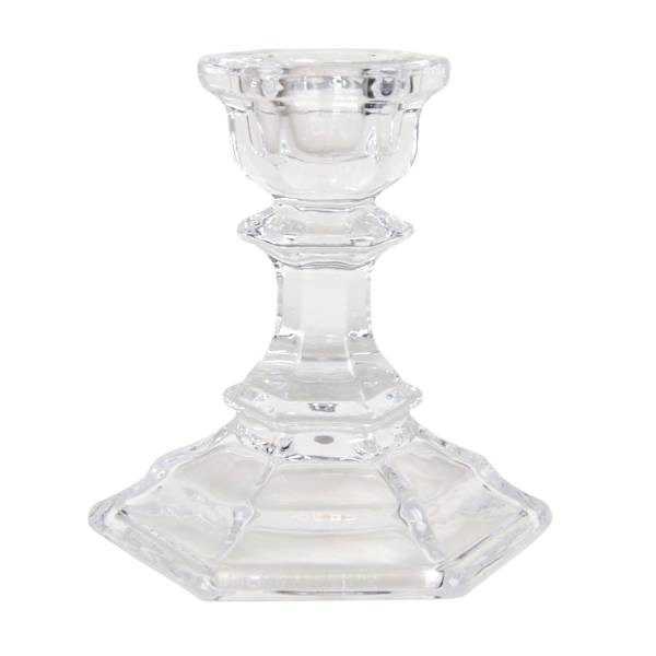 Clear Glass Taper Candle Holder, 4"