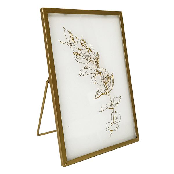 Providence Gold Wildflower Etched Glass Frame, 5x8
