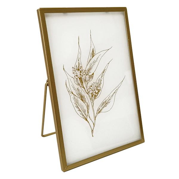 Providence Gold Wildflower Etched Glass Frame, 5x8