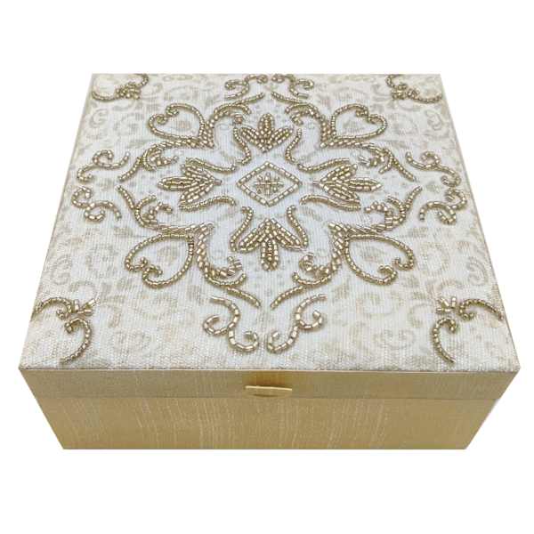 Providence White Decal & Beading Decorative Box, 6.5"