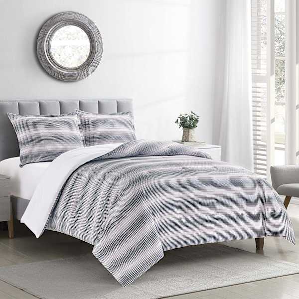 3-Piece Taylor White Waffle Design Comforter Set, King