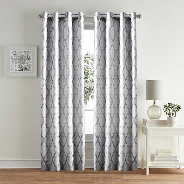 Providence Blakely Ogee Grey Light Filtering Curtain Panel, 84"