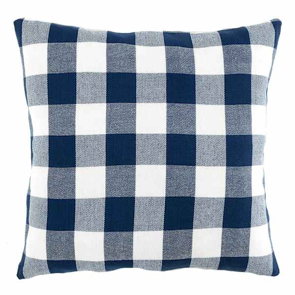 Navy Blue & White Buffalo Plaid Throw Pillow, 18"
