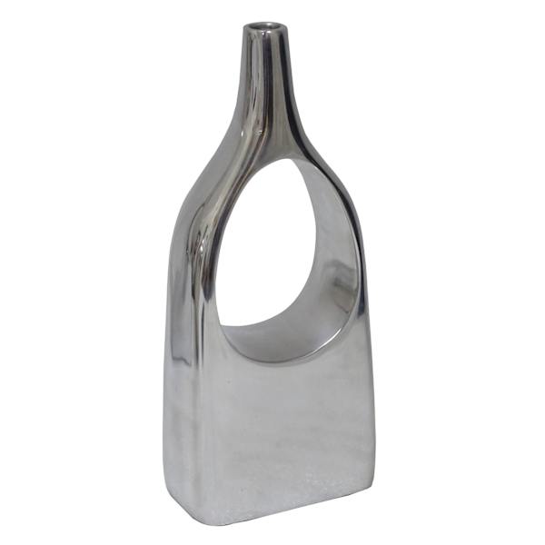 Laila Ali Silver Open Bottle Vase, 11"