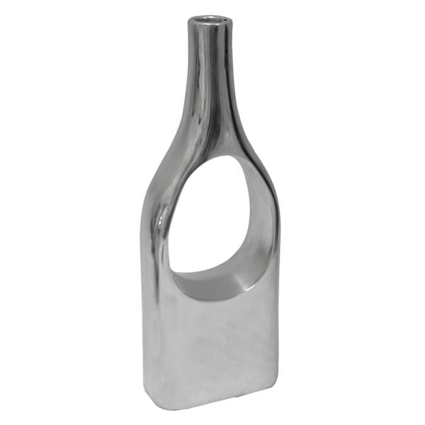Laila Ali Silver Open Bottle Vase, 15"