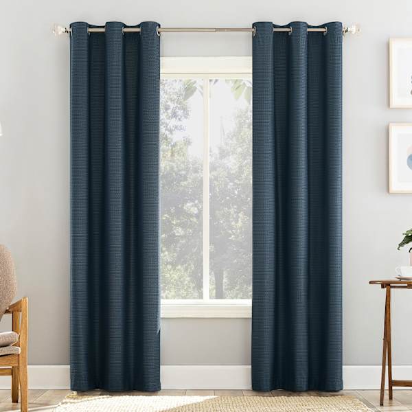 Navy Blue Room Darkening Grommet Curtain Panel, 84"