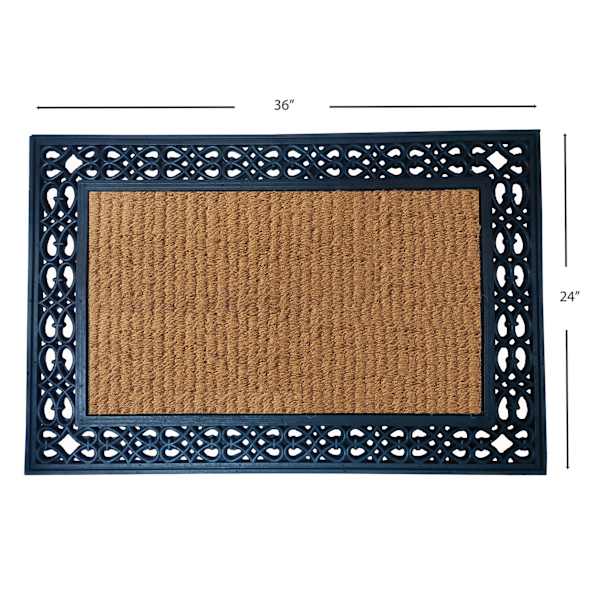 Ribbed Scroll Border Coir Mat, 24x36