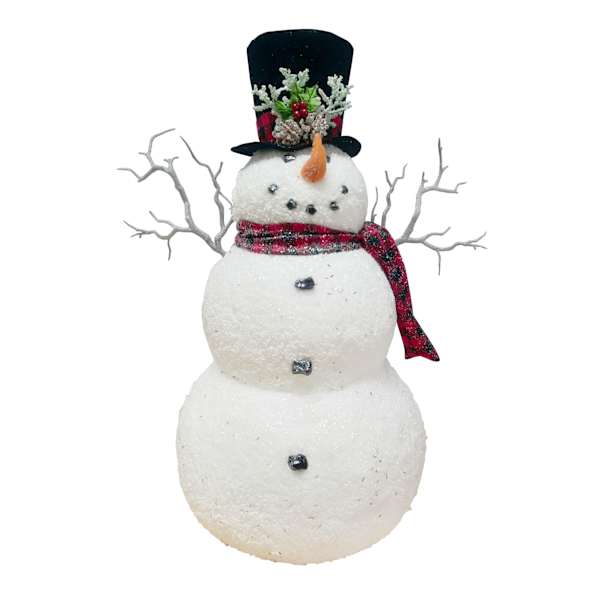 Homespun Holiday Snowman with Black Hat, 28"