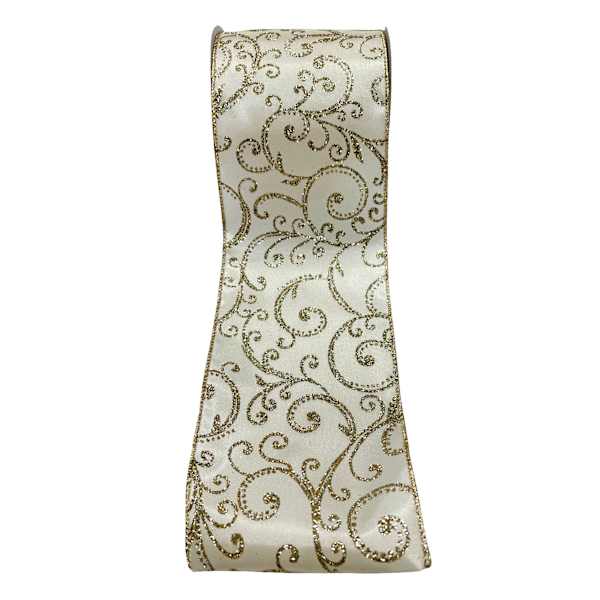 4" Gold Filigree Ribbon, 5yd