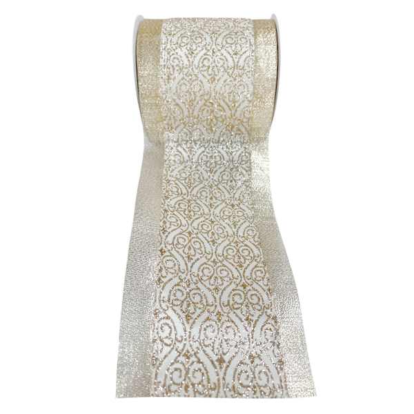 4" Gold Lame Ribbon, 5yd