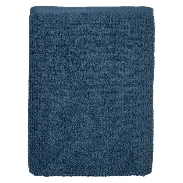 Honeybloom Waffle Textured Blue Bath Towel, 30x54