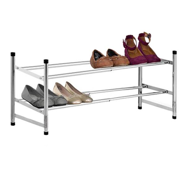 2-Tier Metal Shoe Rack, Silver