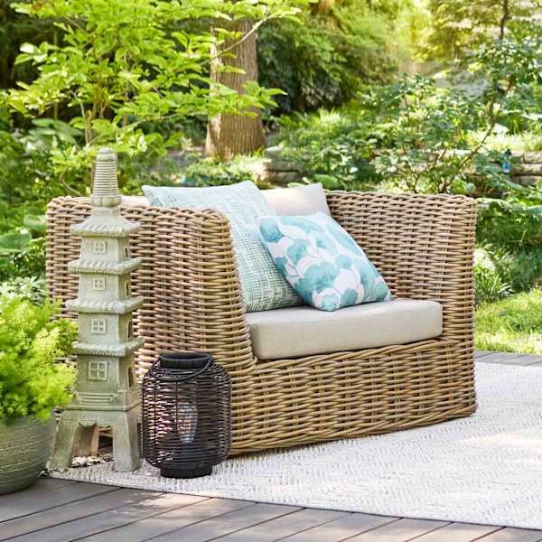 found Fable Black Faux Wicker Barrel Outdoor Lantern with LED Bulb Medium at Home Plastic Sold by at Home