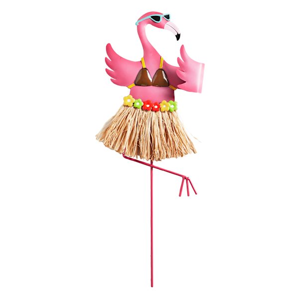 Yellow & Pink Hula Flamingo Yard Pick, 24"