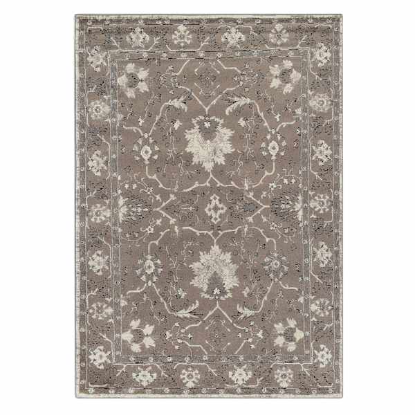 (B803) Antiqua Dark Grey Floral Runner, 2x6
