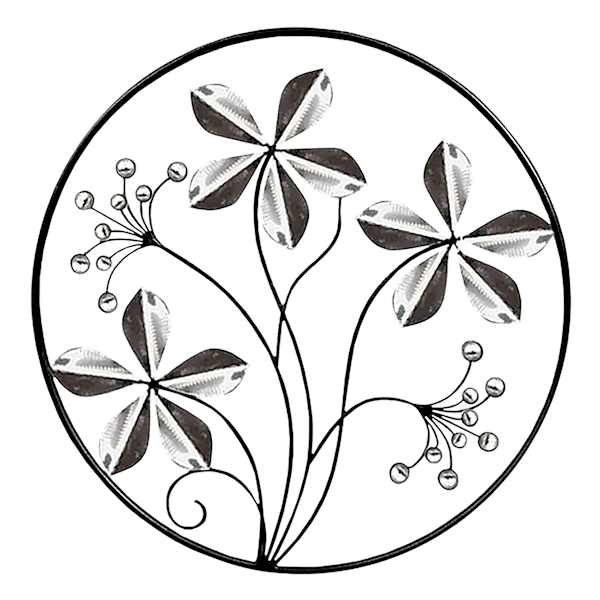 Silver Leaf Metal Circle Wall Art, 18"
