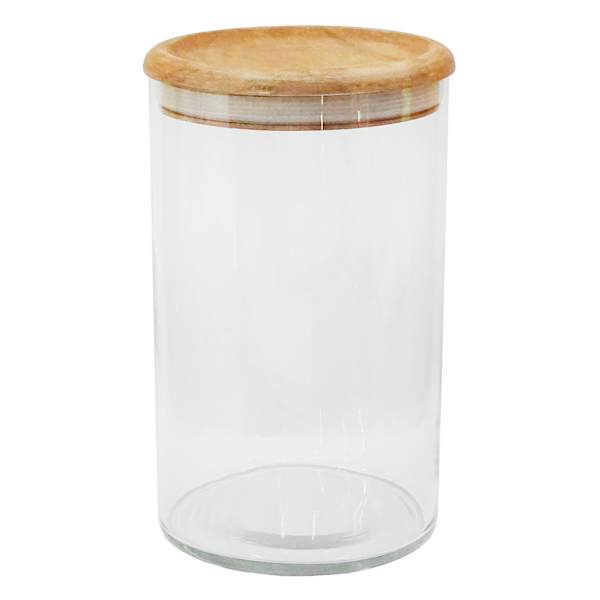 Glass Canister with Acacia Wood Lid, Large