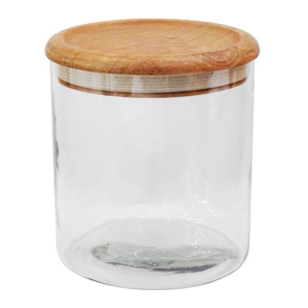 Glass Canister with Acacia Wood Lid, Small