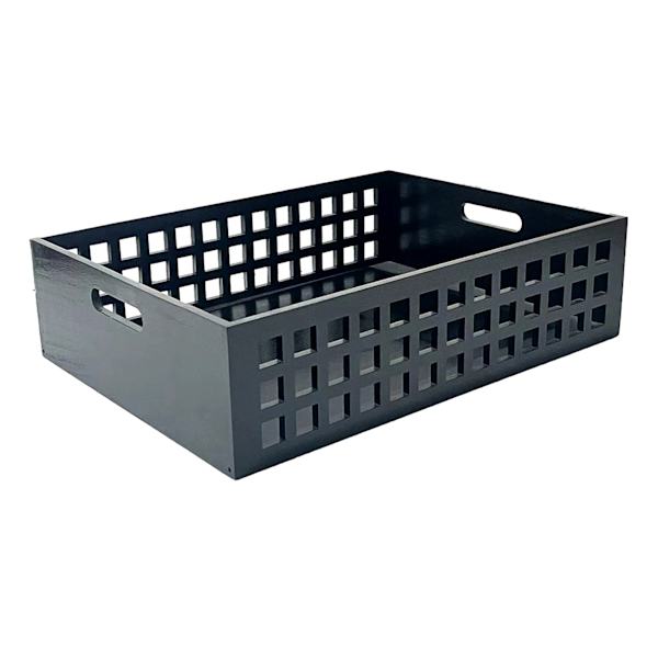 Crosby St. Holden Black Wooden Storage Crate, Large