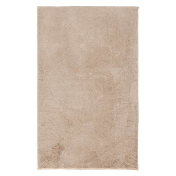 Bliss Taupe Faux Rabbit Fur Washable Accent Rug, 2x4